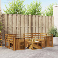 Outdoor Sofa Set 7 pcs 6-Seaters Solid Acacia Wood Natural Track