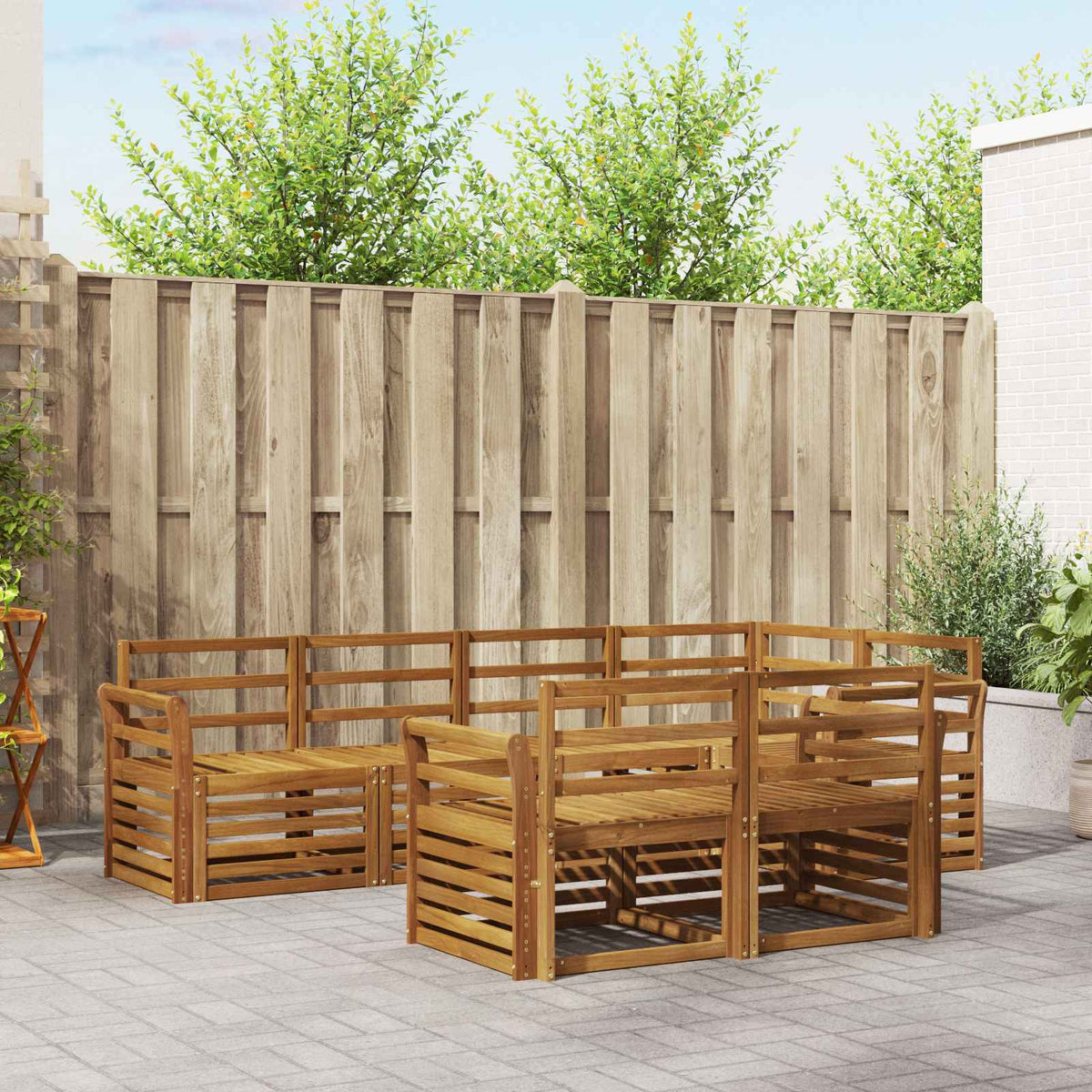 vidaXL Outdoor Sofa Set 7 pcs Polyester Natural