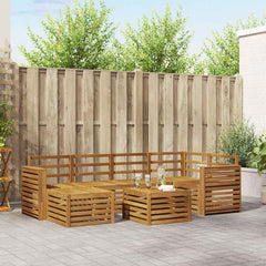 Outdoor Sofa Set 7 pcs 5-Seaters Solid Acacia Wood Natural Wide flat