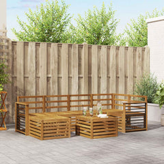 Outdoor Sofa Set 7 pcs 5-Seaters Solid Acacia Wood Natural Straight