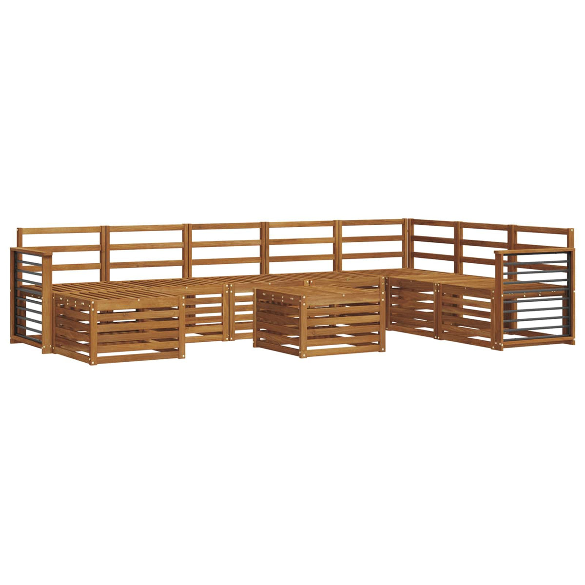 vidaXL Sectional Sofa Set 9 pcs Natural Solid Acacia Wood 2