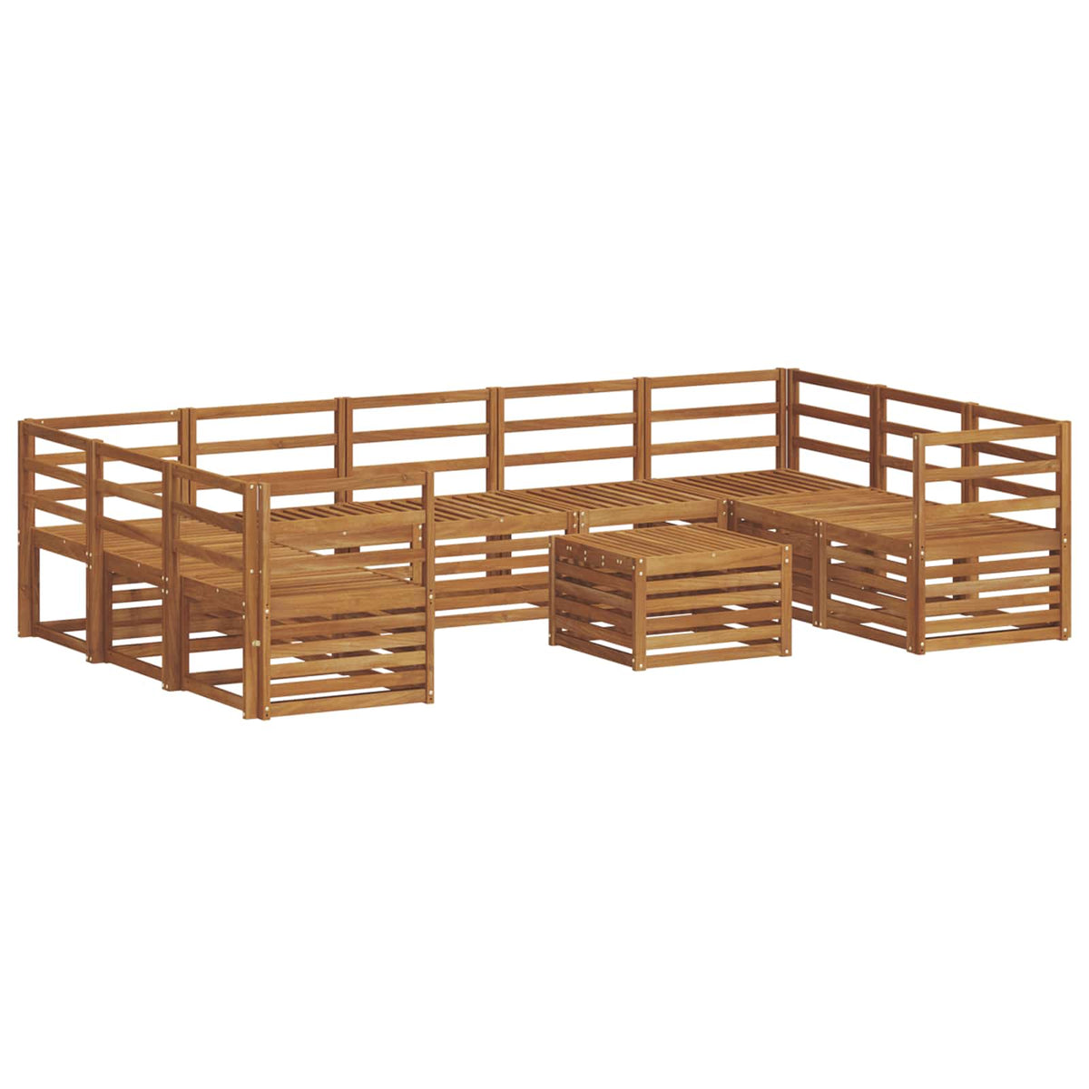 Outdoor Sofa Set 10 pcs Natural Horizontal slats