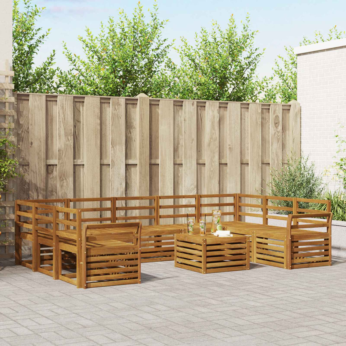 Outdoor Sofa Set 10 pcs Natural Curved