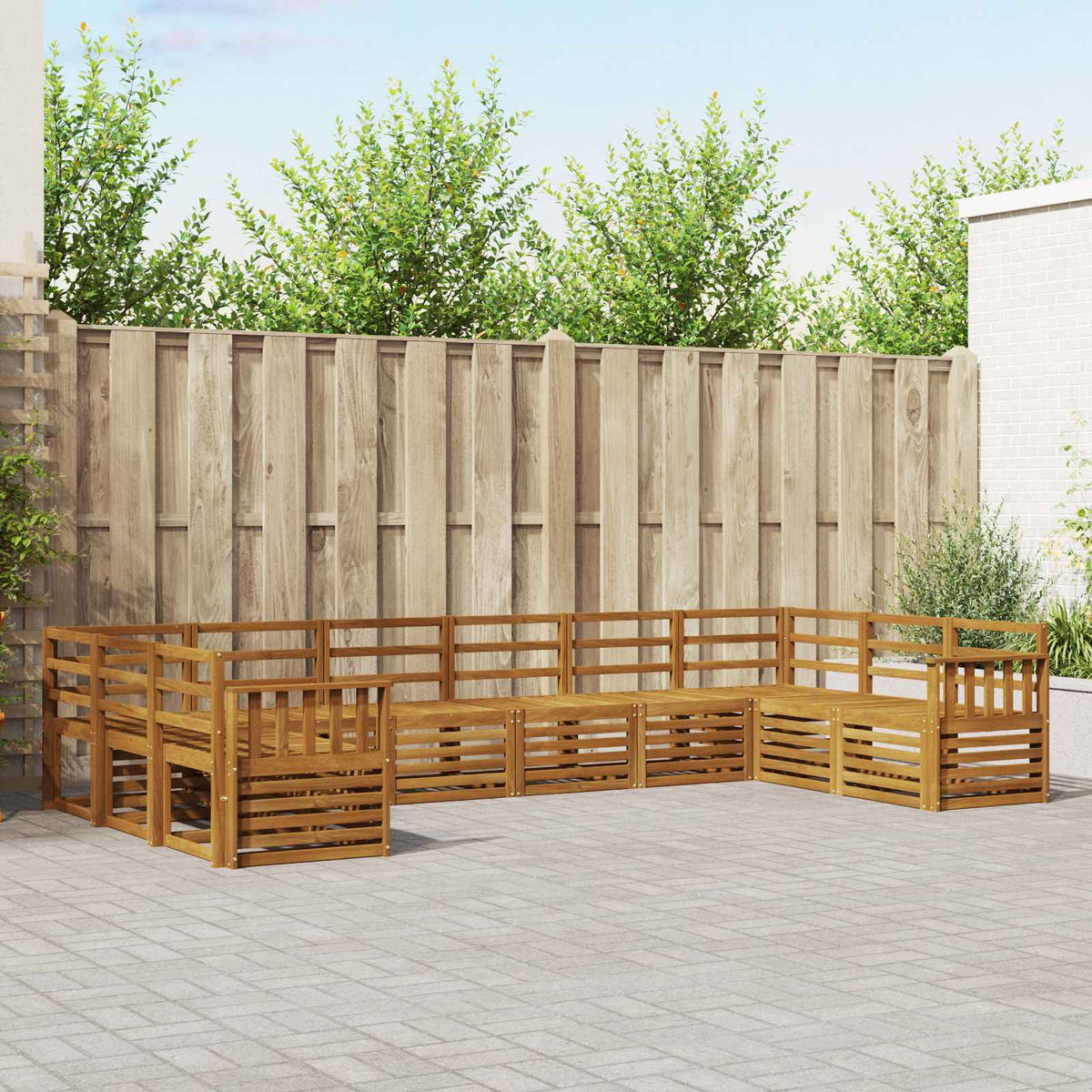 vidaXL Outdoor Sofa Set 10 pcs 10-Seaters Solid Acacia Wood