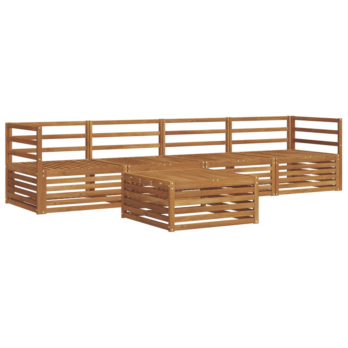 Outdoor Sofa Set 5 pcs 4-Seaters Natural Solid Acacia Wood Horizontal slats
