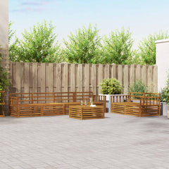 Outdoor Sofa Set 7 pcs 6-Seaters Natural Solid Acacia Wood Vertical slats