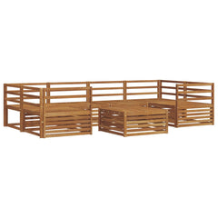 Outdoor Sofa Set 7 pcs 6-Seaters Natural Solid Acacia Wood Horizontal slats