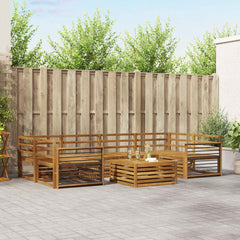 Outdoor Sofa Set 7 pcs 6-Seaters Natural Solid Acacia Wood Straight
