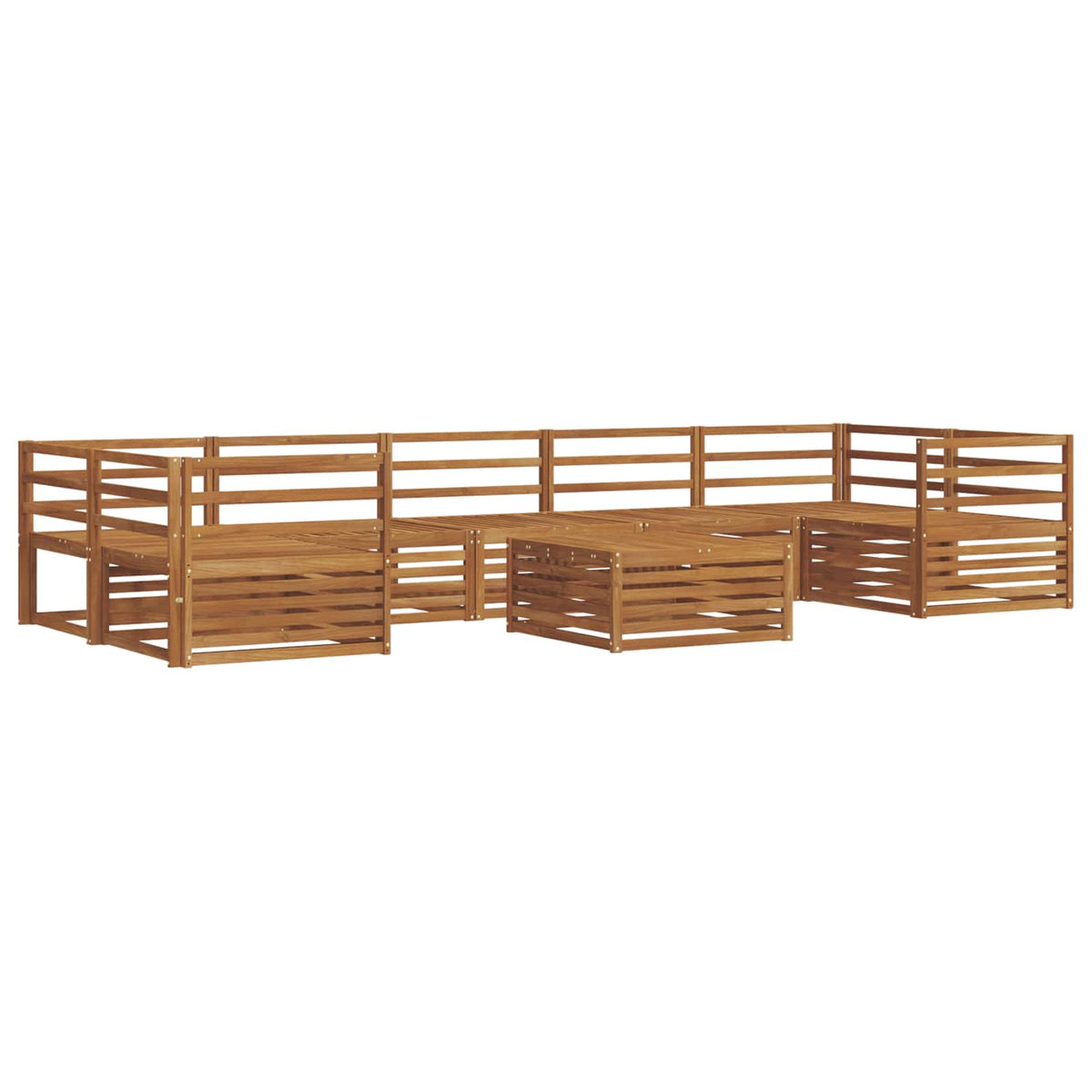 Outdoor Sofa Set 8 pcs 7-Seaters Solid Acacia Wood Natural Horizontal slats