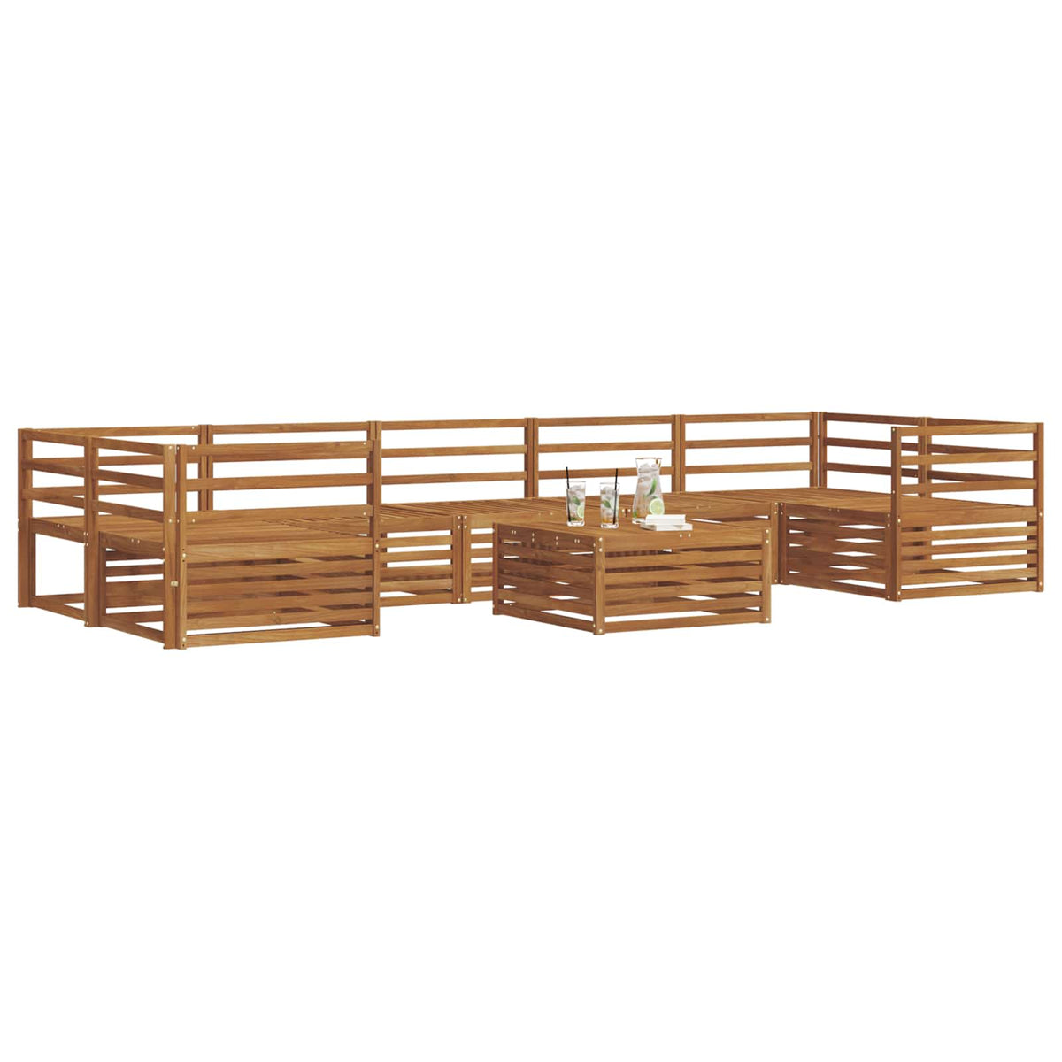 Outdoor Sofa Set 8 pcs 7-Seaters Solid Acacia Wood Natural Horizontal slats