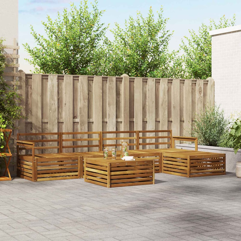 Outdoor Sofa Set 6 pcs Natural Solid Acacia Wood Open frame
