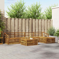 Outdoor Sofa Set 6 pcs Natural Solid Acacia Wood Sloped