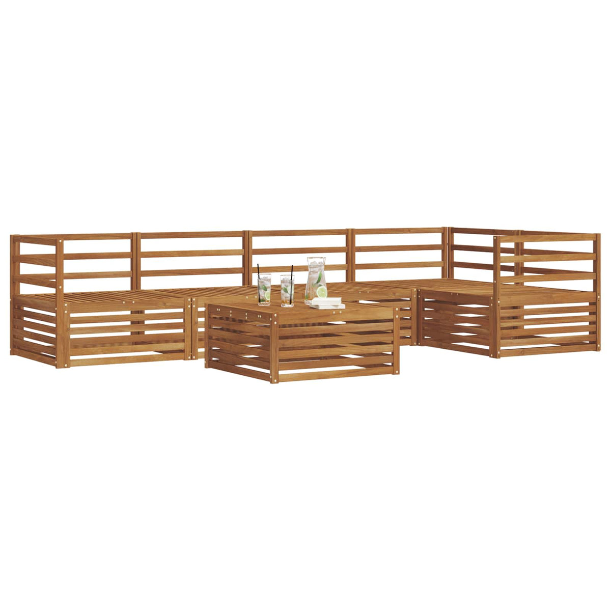 vidaXL Outdoor Sofa Set 6 pcs Natural 3