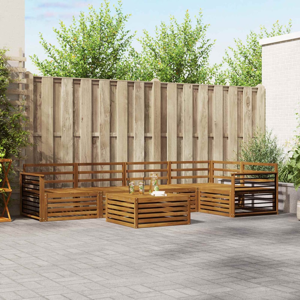 Outdoor Sofa Set 6 pcs Natural Straight