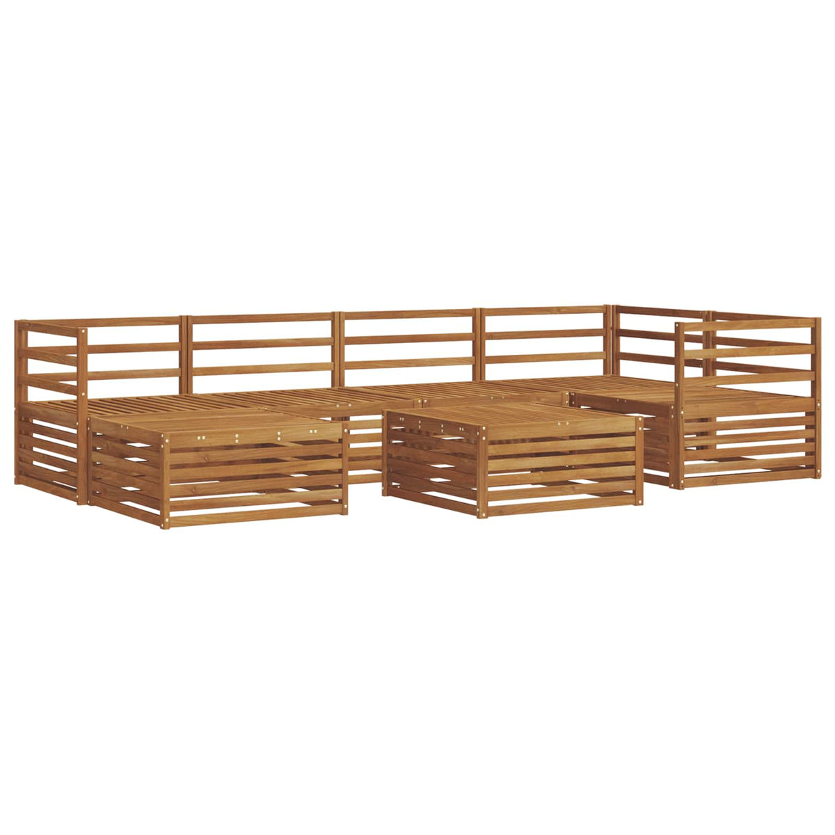 Outdoor Sofa Set 7 pcs 6-Seaters Natural Solid Acacia Wood Horizontal slats