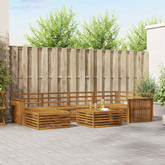 Outdoor Sofa Set 7 pcs 6-Seaters Natural Solid Acacia Wood Track