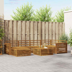 Outdoor Sofa Set 7 pcs 6-Seaters Natural Solid Acacia Wood Wide flat
