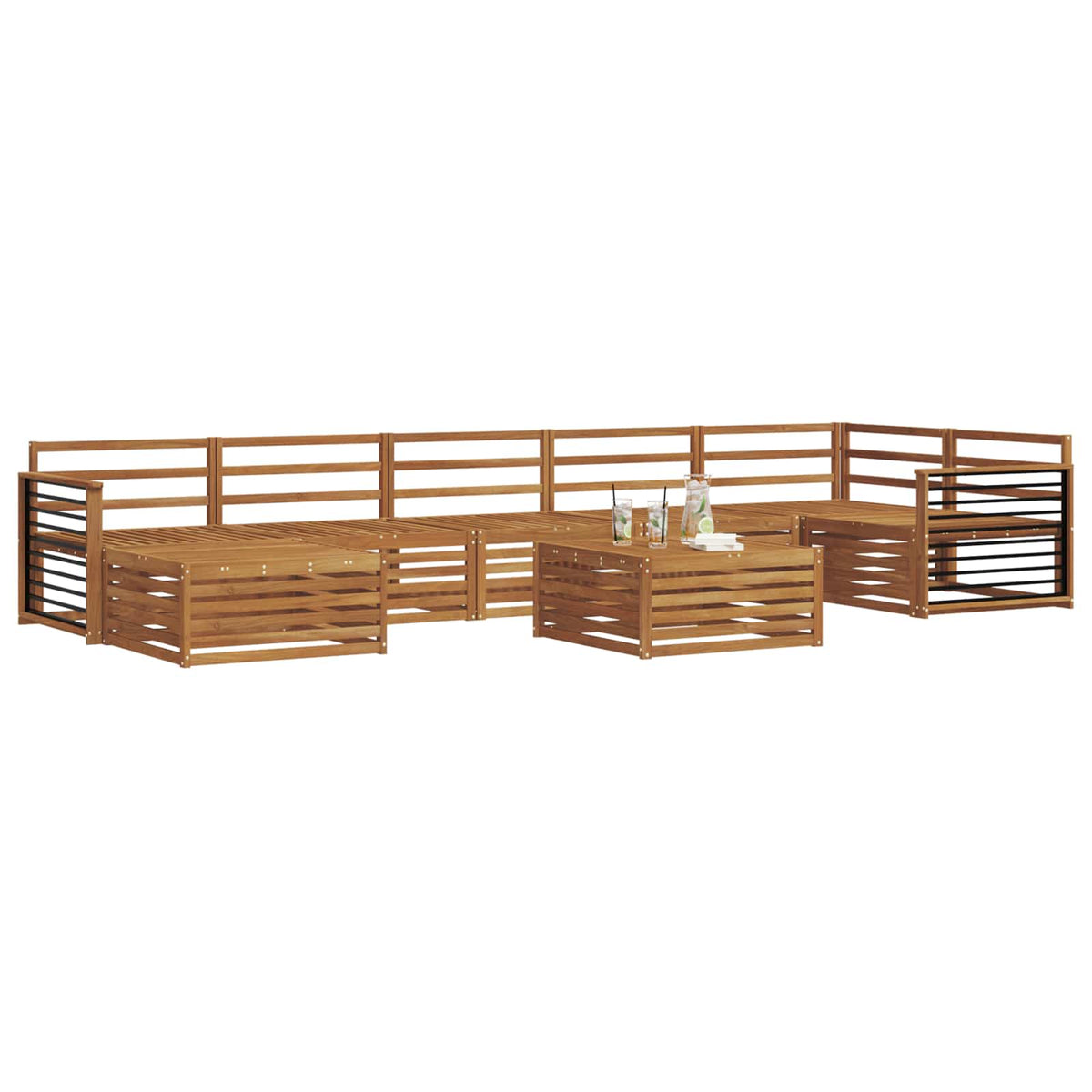 vidaXL Sofa Sets 8 pcs Natural Solid Acacia Wood 3