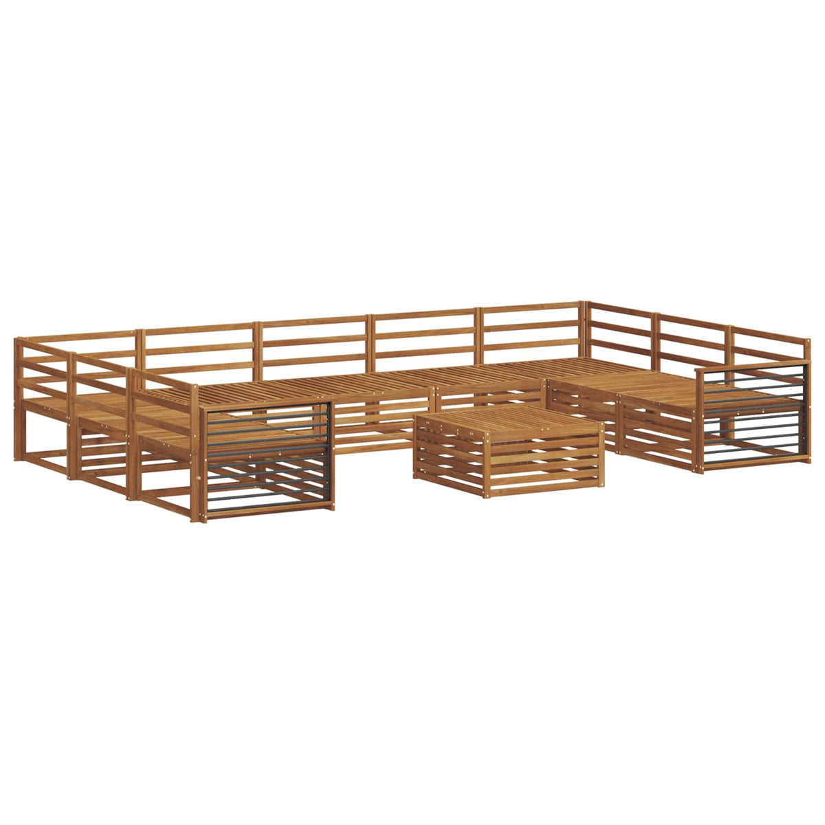 vidaXL Sofa Sets 10 pcs Natural Solid Acacia Wood 2