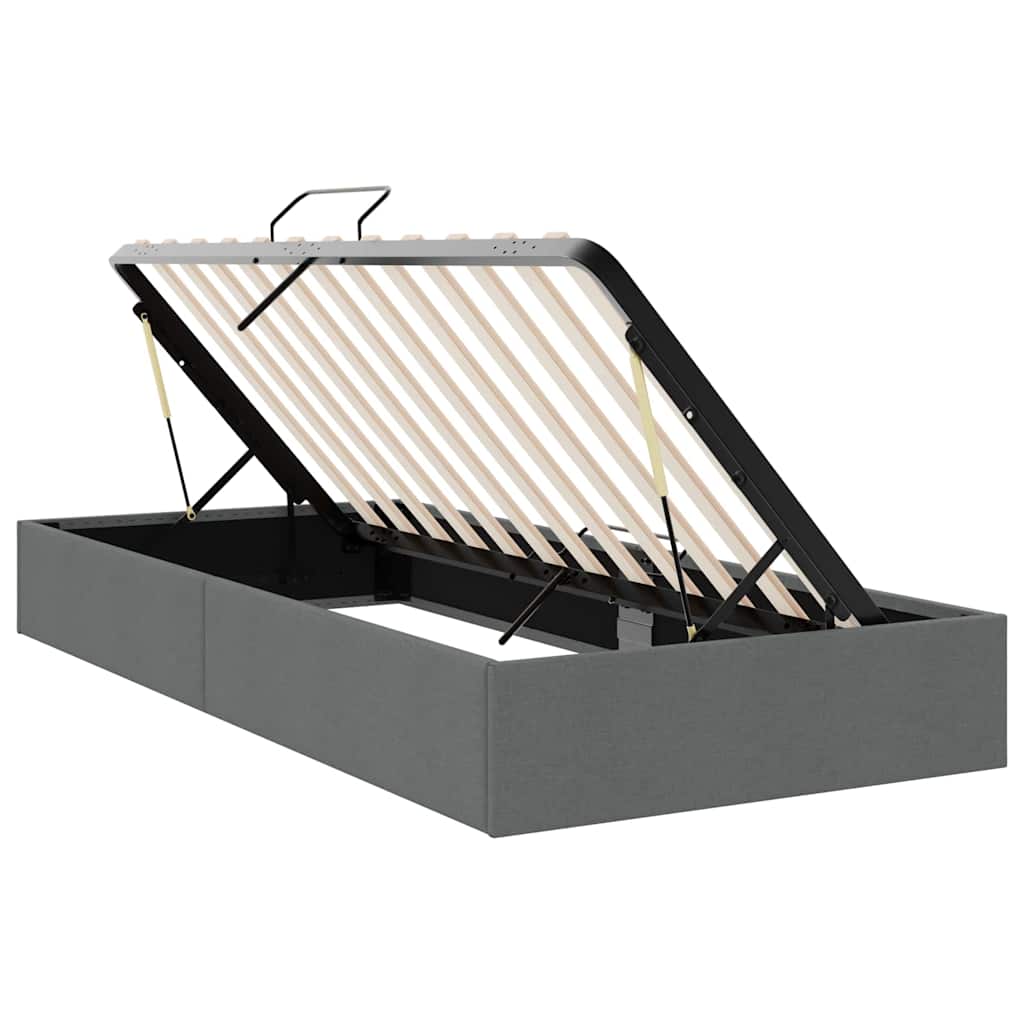Storage Bed 100 x 203 cm Fabric Dark grey Twin XL