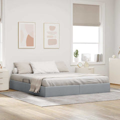 Storage Bed Fabric Light grey King