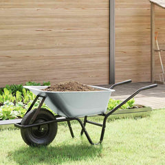 Wheelbarrow Silver and Black 100 L 150 kg Galvanized Steel Single wheel/deep tub