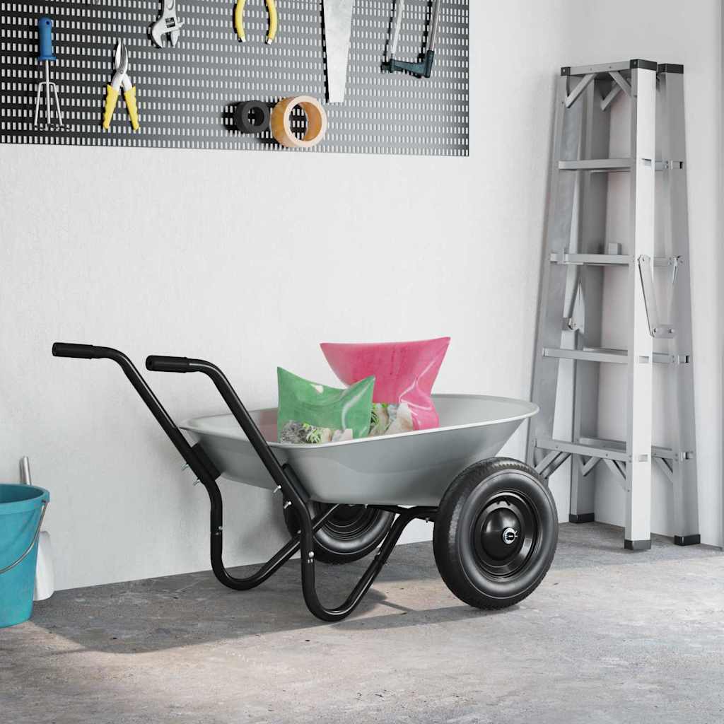vidaXL Wheelbarrow Tray Replacement Silver 90 x 63 x 28 cm 4