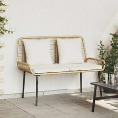 Garden Dining Set 3 pcs Black and Poly Rattan Natural 1 x garden bench