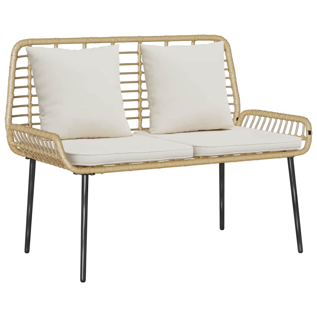 Garden Dining Set 3 pcs Black and Poly Rattan Natural 1 x garden bench
