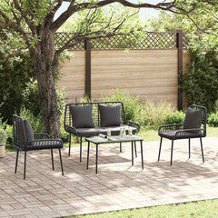 Garden Dining Set 3 pcs Black and Poly Rattan Anthracite 2 x chair+1 x bench