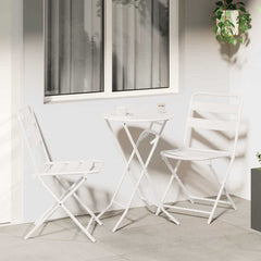 Garden Bistro Set 3 pcs Steel White 2x chair +round table