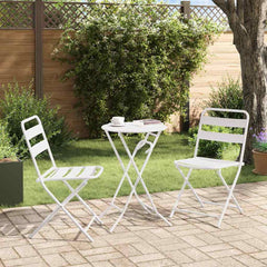 Garden Bistro Set 3 pcs Steel White 2x chair +round table
