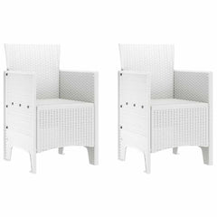 vidaXL Garden Chair 2 pcs White Polypropylene 2