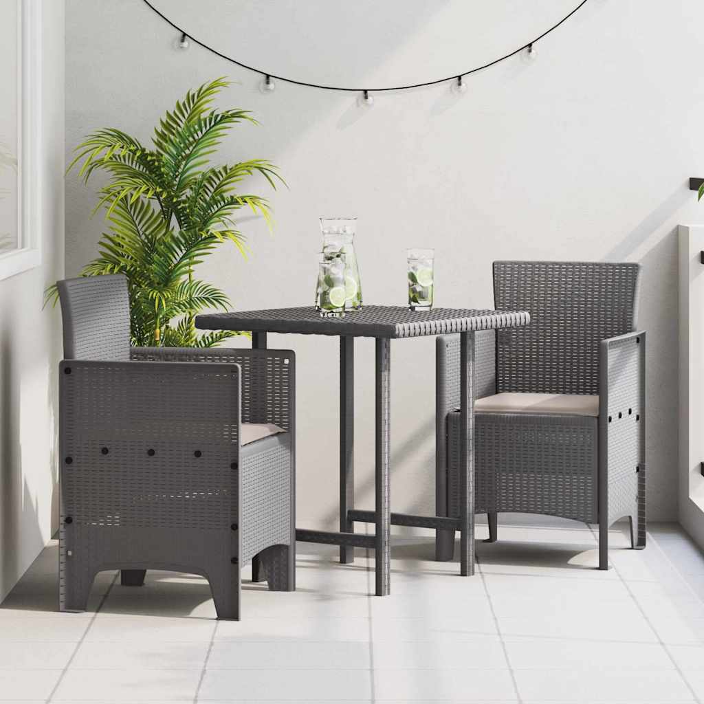 vidaXL Garden Chair 2 pcs Light Grey Polypropylene 1