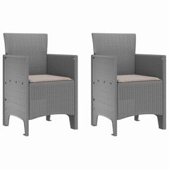 vidaXL Garden Chair 2 pcs Light Grey Polypropylene 2