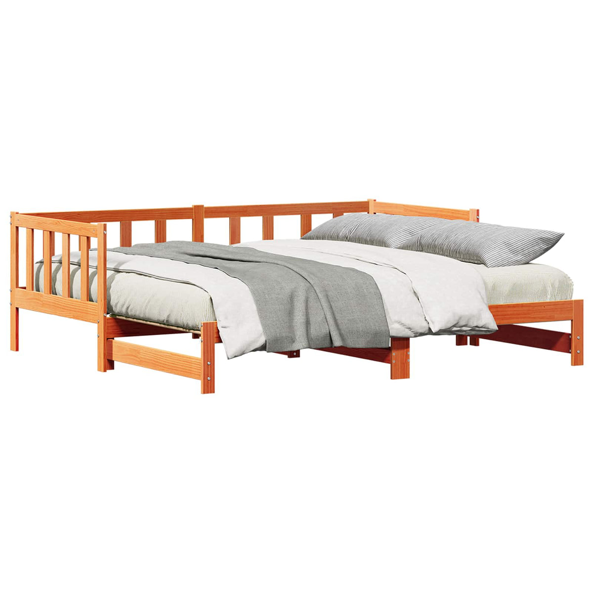 vidaXL Pull-out Day Bed Wax Brown 193.5 x 184 x 66 cm Solid Pine Wood 2
