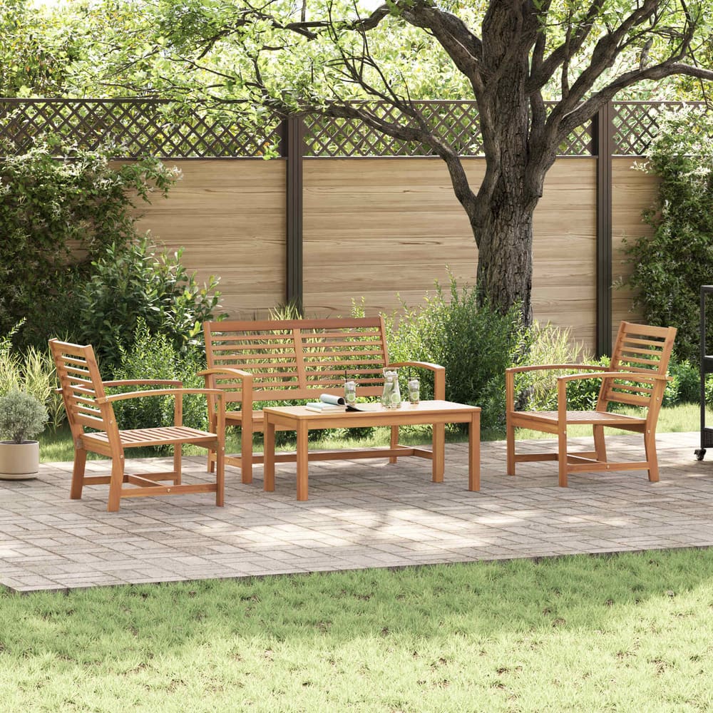 Garden Sofa Set 5 pcs Natural Solid Teak Wood 1x bench+ 2x chair+ 1x table