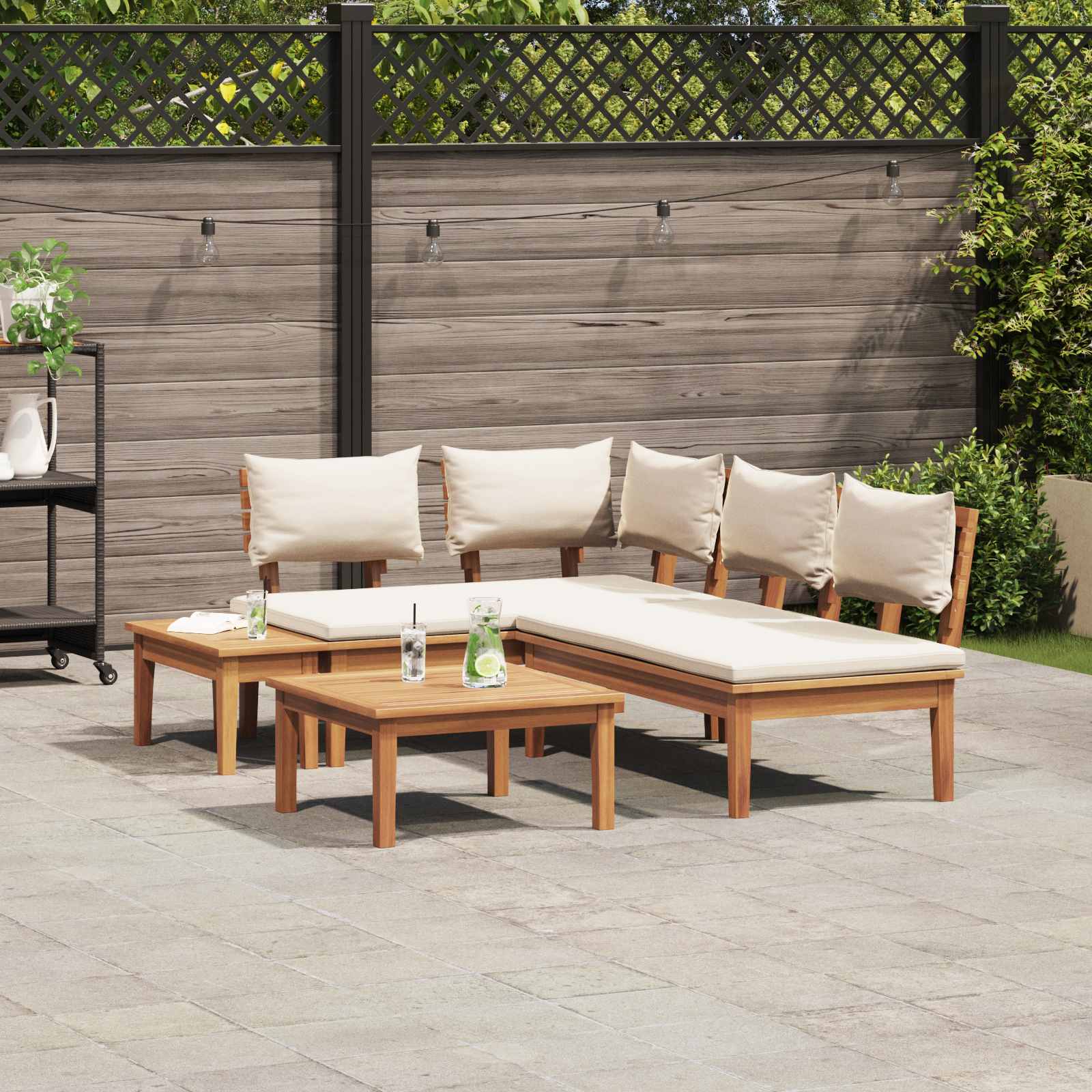 vidaXL Garden Sofa Set 4 pcs Brown and Cream 4