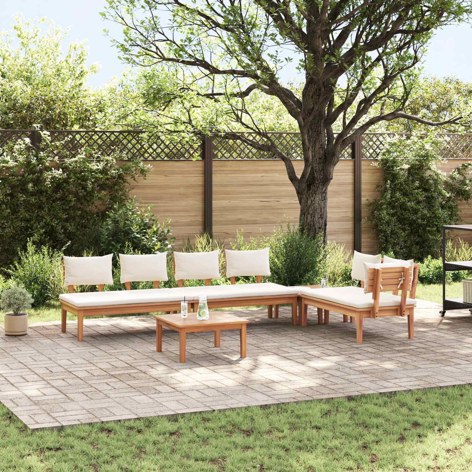 vidaXL Garden Sofa Set 5 pcs Brown and Cream 1