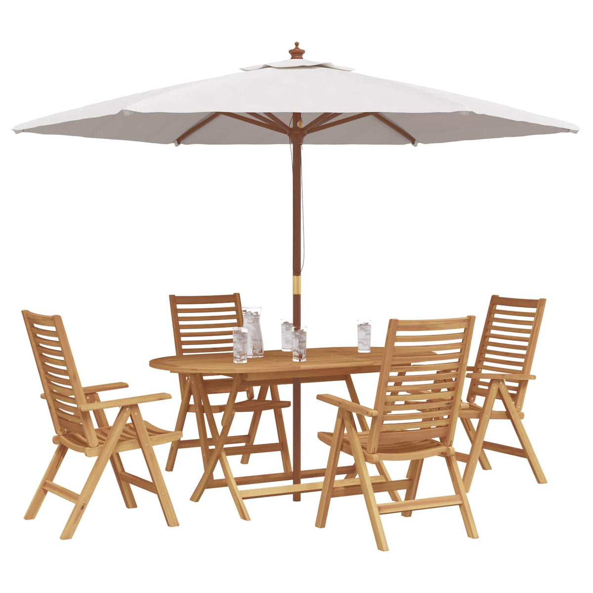Garden Dining Set 5 pcs Brown Solid Teak Wood 4-seater