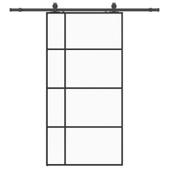 Sliding Door with Hardware Set Black 76x205 cm ESG Glass 102.5 cm 200 cm sliding rail Transparent