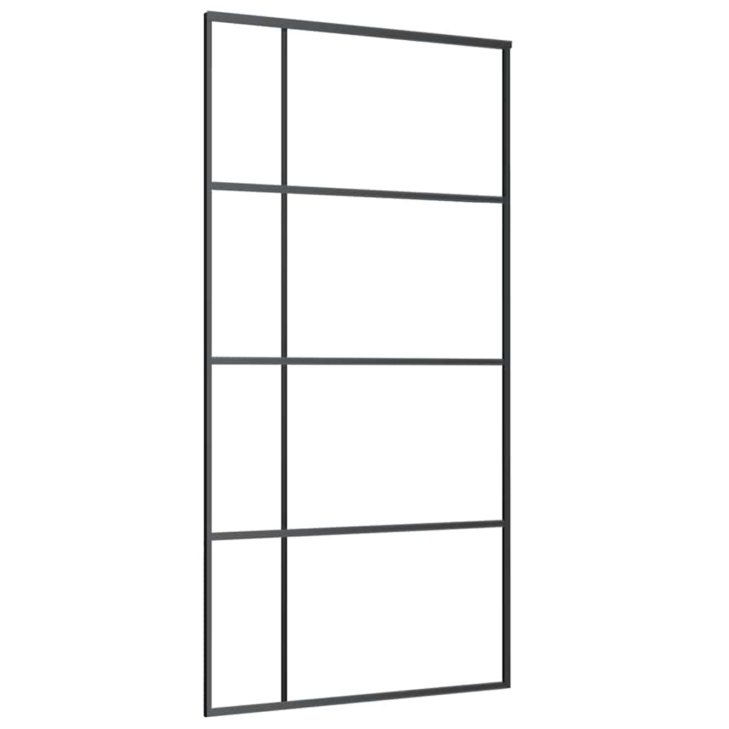 Sliding Door with Hardware Set Black 76x205 cm ESG Glass 102.5 cm 200 cm sliding rail Transparent
