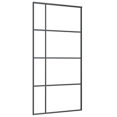Sliding Door with Hardware Set Black 76x205 cm ESG Glass 102.5 cm 200 cm sliding rail Transparent