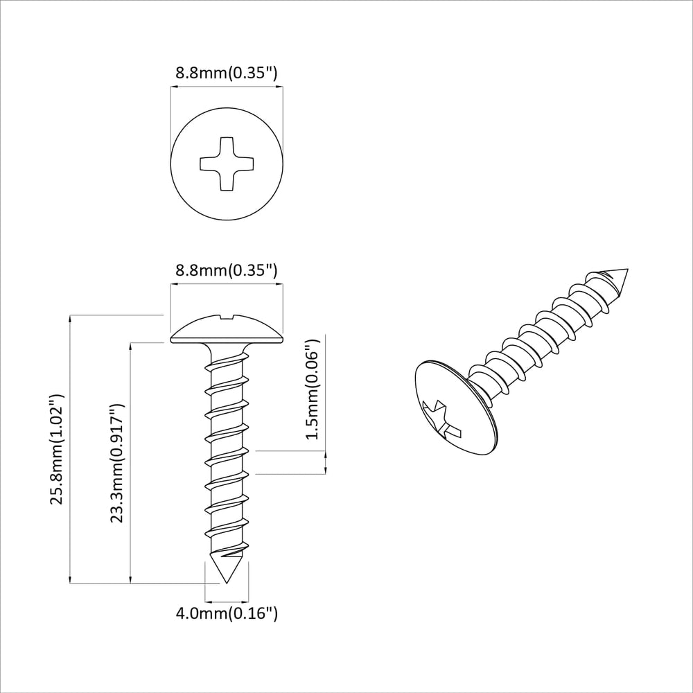 Wood Screws Silver Steel M4 x 25 mm 18 kg (approx. 9231 pcs)