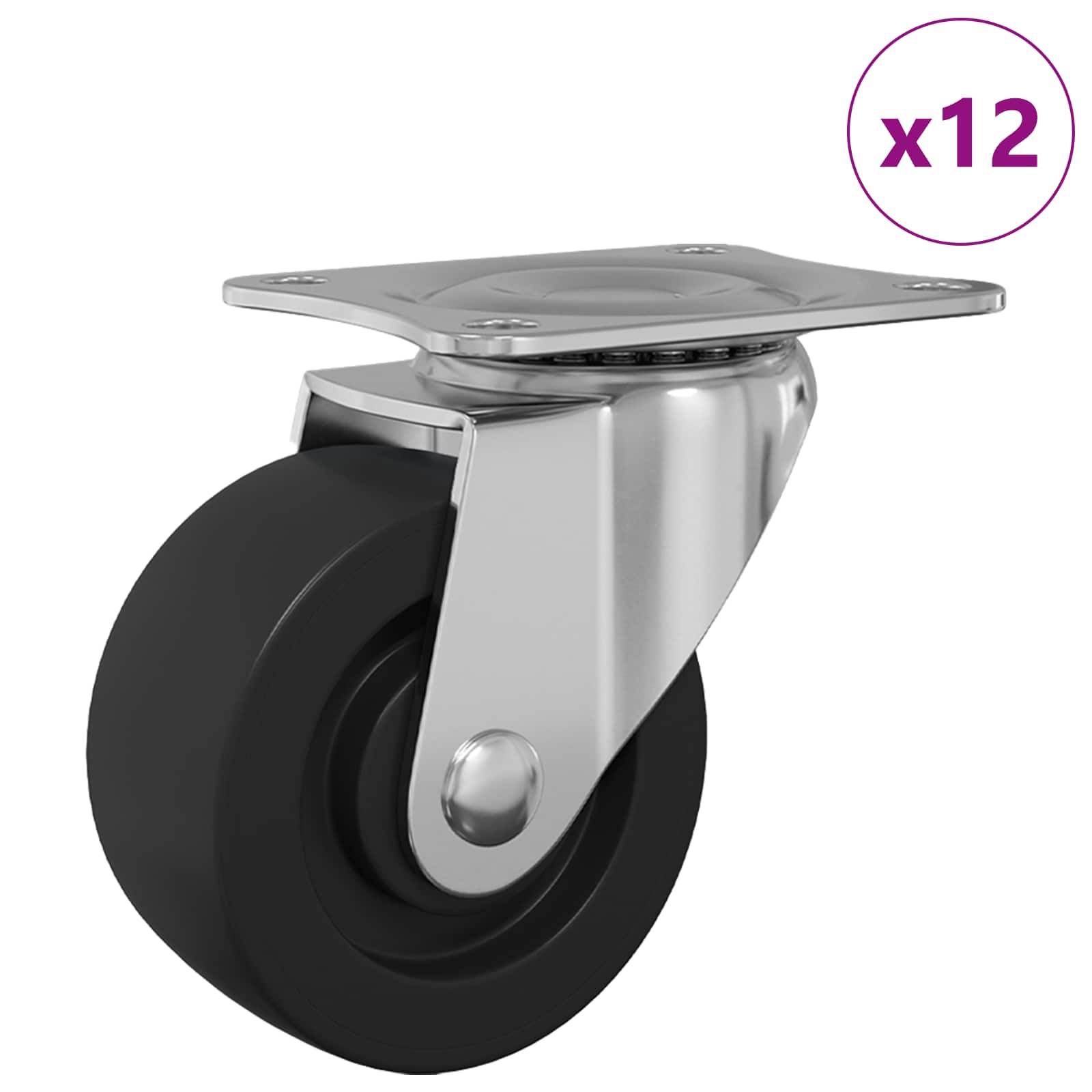 vidaXL Swivel Castor 12 pcs Silver 60 x 60 x 50 mm Iron and nylon 2