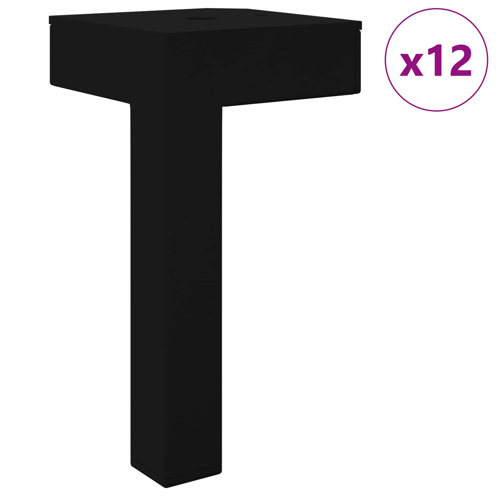 vidaXL Standing Feet 12 pcs Black 57 x 57 x 100 mm Iron 2