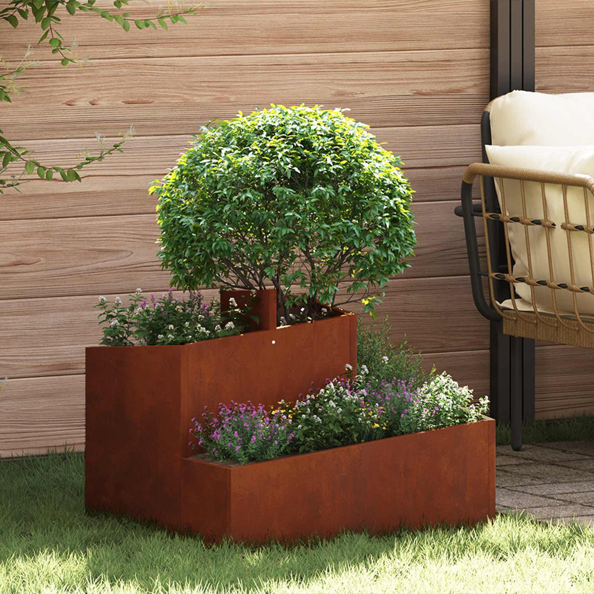 Garden Planter 60 x 60 x 50 cm Cold-rolled Steel Weathering steel 60 cm