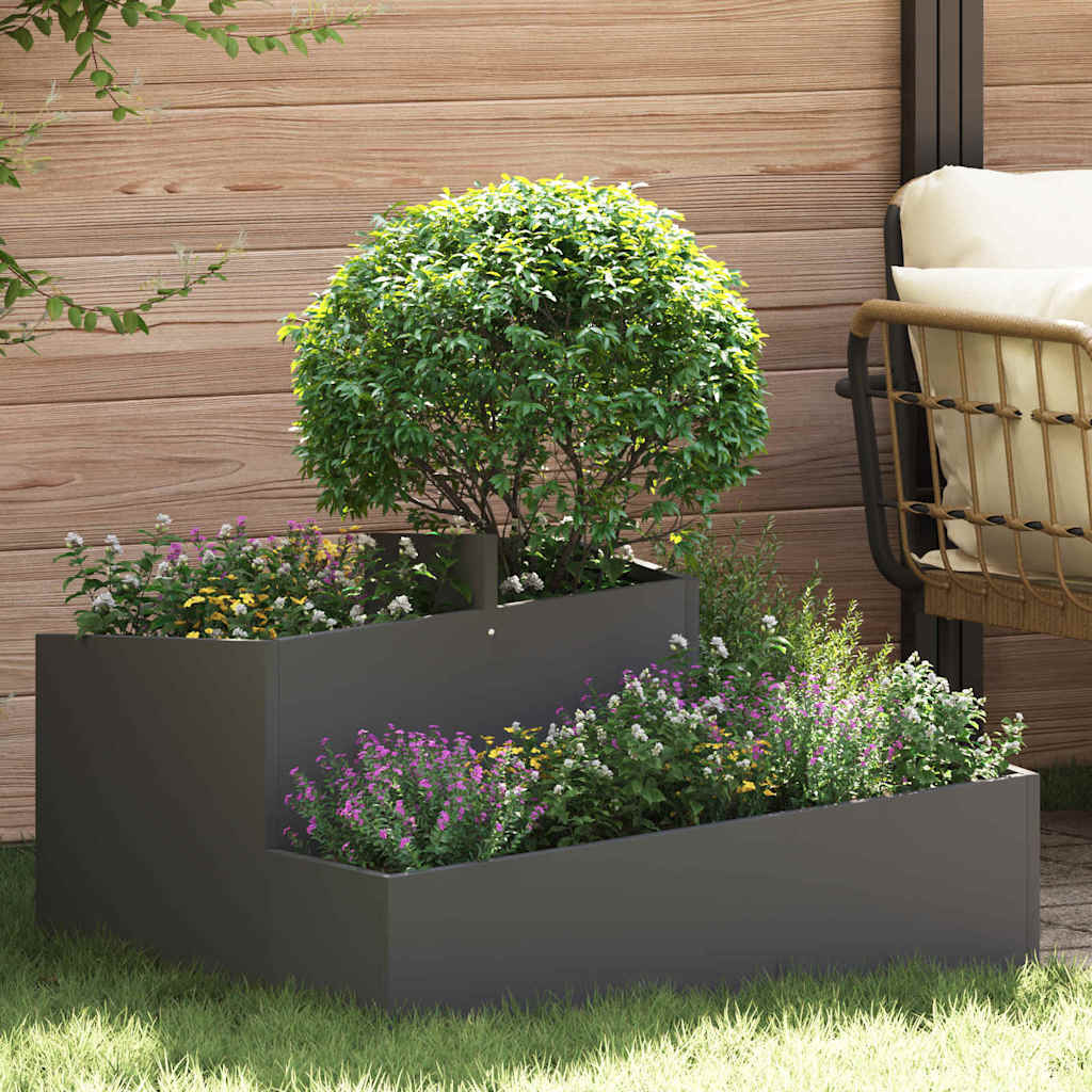 Garden Planter 60 x 60 x 50 cm Cold-rolled Steel Black 80 cm
