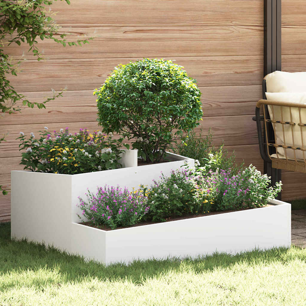 Garden Planter 60 x 60 x 50 cm Cold-rolled Steel White 100 cm