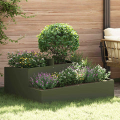 Garden Planter 60 x 60 x 50 cm Cold-rolled Steel Olive green 100 cm